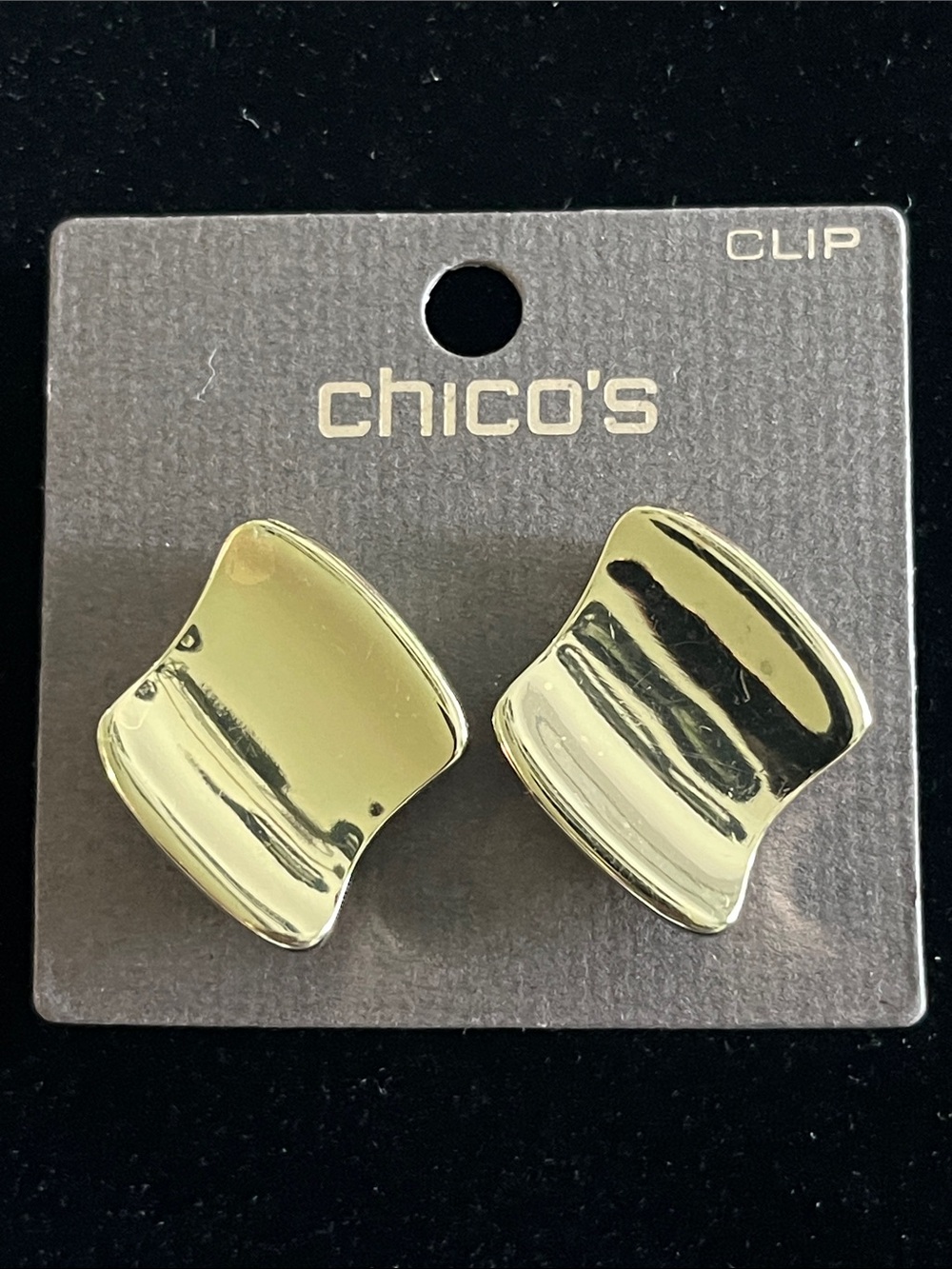 Chico's Polished Gold Sculpted Clip-On Earrings